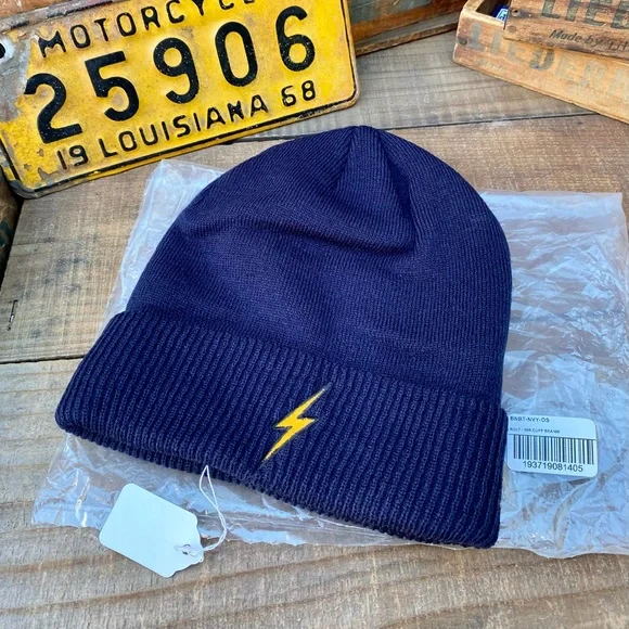 ✨ AVIATOR NATION RAINBOW BLACK OR NAVY BEANIE UNISEX O/S NWT logo-pom-rib-beanie-black-  main image 4